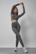 Купить Спортивный костюм для фитнеса женский темно-серого цвета 20007TC, фото 5