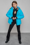 Купить Горнолыжная куртка женская зимняя синего цвета 2002S, фото 11