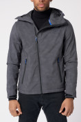Купить Ветровка softshell мужская с капюшоном серого цвета 2006Sr, фото 6