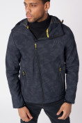 Купить Ветровка softshell мужская с капюшоном темно-синего цвета 2006TS, фото 10