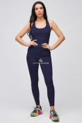 Купить Спортивный костюм для фитнеса женский темно-синего цвета 21106TS
