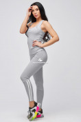 Купить Спортивный костюм для фитнеса женский серого цвета 21106Sr