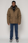 Купить Куртка зимняя мужская классическая стеганная бежевого цвета 2107B