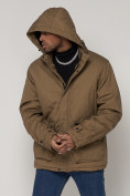 Купить Куртка зимняя мужская классическая стеганная бежевого цвета 2107B, фото 10