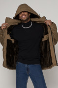 Купить Куртка зимняя мужская классическая стеганная бежевого цвета 2107B, фото 13