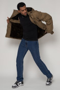 Купить Куртка зимняя мужская классическая стеганная бежевого цвета 2107B, фото 14