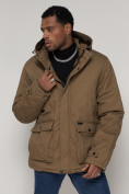 Купить Куртка зимняя мужская классическая стеганная бежевого цвета 2107B, фото 15