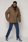 Купить Куртка зимняя мужская классическая стеганная бежевого цвета 2107B, фото 3