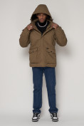 Купить Куртка зимняя мужская классическая стеганная бежевого цвета 2107B, фото 5