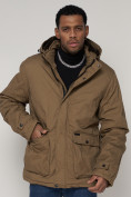 Купить Куртка зимняя мужская классическая стеганная бежевого цвета 2107B, фото 6