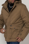 Купить Куртка зимняя мужская классическая стеганная бежевого цвета 2107B, фото 7