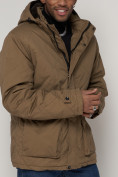 Купить Куртка зимняя мужская классическая стеганная бежевого цвета 2107B, фото 8