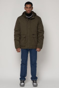 Купить Куртка зимняя мужская классическая стеганная цвета хаки 2107Kh