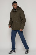 Купить Куртка зимняя мужская классическая стеганная цвета хаки 2107Kh, фото 2