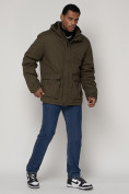 Купить Куртка зимняя мужская классическая стеганная цвета хаки 2107Kh, фото 3