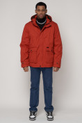 Купить Куртка зимняя мужская классическая стеганная оранжевого цвета 2107O