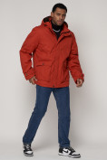 Купить Куртка зимняя мужская классическая стеганная оранжевого цвета 2107O, фото 3