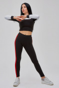 Купить Спортивный костюм для фитнеса женский черного цвета 21111Ch, фото 19