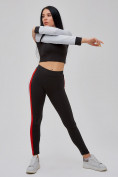 Купить Спортивный костюм для фитнеса женский черного цвета 21111Ch, фото 20