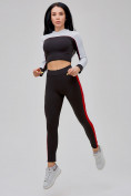 Купить Спортивный костюм для фитнеса женский черного цвета 21111Ch, фото 22
