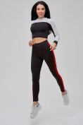 Купить Спортивный костюм для фитнеса женский черного цвета 21111Ch