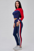Купить Спортивный костюм для фитнеса женский темно-синего цвета 21111TS, фото 7