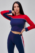 Купить Спортивный костюм для фитнеса женский темно-синего цвета 21111TS, фото 13