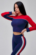 Купить Спортивный костюм для фитнеса женский темно-синего цвета 21111TS, фото 14
