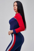 Купить Спортивный костюм для фитнеса женский темно-синего цвета 21111TS, фото 17