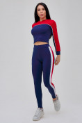 Купить Спортивный костюм для фитнеса женский темно-синего цвета 21111TS, фото 23