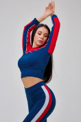 Купить Спортивный костюм для фитнеса женский темно-синего цвета 21111TS, фото 30