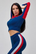 Купить Спортивный костюм для фитнеса женский темно-синего цвета 21111TS, фото 31