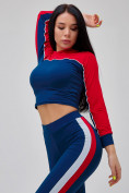 Купить Спортивный костюм для фитнеса женский темно-синего цвета 21111TS, фото 32