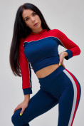 Купить Спортивный костюм для фитнеса женский темно-синего цвета 21111TS, фото 34