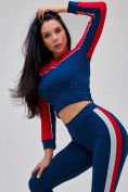 Купить Спортивный костюм для фитнеса женский темно-синего цвета 21111TS, фото 35