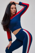 Купить Спортивный костюм для фитнеса женский темно-синего цвета 21111TS, фото 36