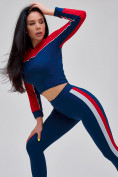 Купить Спортивный костюм для фитнеса женский темно-синего цвета 21111TS, фото 37