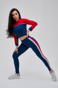 Купить Спортивный костюм для фитнеса женский темно-синего цвета 21111TS, фото 38