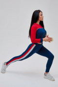 Купить Спортивный костюм для фитнеса женский темно-синего цвета 21111TS, фото 39
