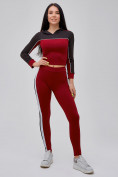 Купить Спортивный костюм для фитнеса женский бордового цвета 21111Bo, фото 2