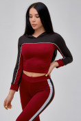 Купить Спортивный костюм для фитнеса женский бордового цвета 21111Bo, фото 10