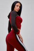 Купить Спортивный костюм для фитнеса женский бордового цвета 21111Bo, фото 14