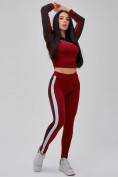 Купить Спортивный костюм для фитнеса женский бордового цвета 21111Bo, фото 16