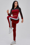 Купить Спортивный костюм для фитнеса женский бордового цвета 21111Bo, фото 19
