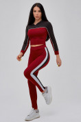 Купить Спортивный костюм для фитнеса женский бордового цвета 21111Bo, фото 20