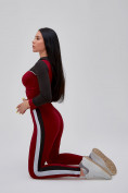 Купить Спортивный костюм для фитнеса женский бордового цвета 21111Bo, фото 25