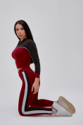 Купить Спортивный костюм для фитнеса женский бордового цвета 21111Bo, фото 26