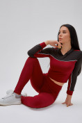 Купить Спортивный костюм для фитнеса женский бордового цвета 21111Bo, фото 28