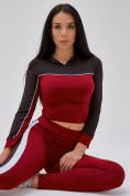 Купить Спортивный костюм для фитнеса женский бордового цвета 21111Bo