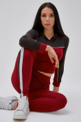 Купить Спортивный костюм для фитнеса женский бордового цвета 21111Bo, фото 29